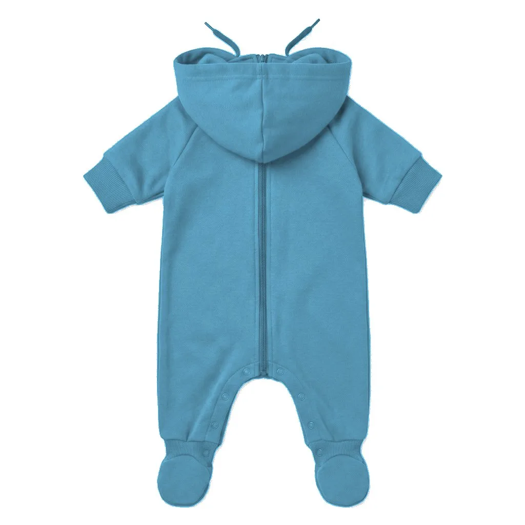 Sky Blue Dog One-Piece Pajamas flat lay — wholesale pet apparel, design render