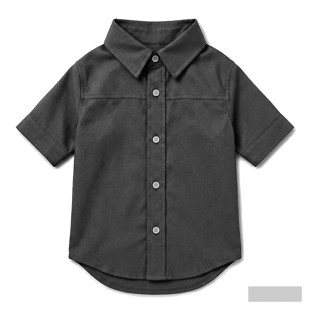 Black Dog Oxford Button-Up Shirt flat lay — wholesale pet apparel, design render
