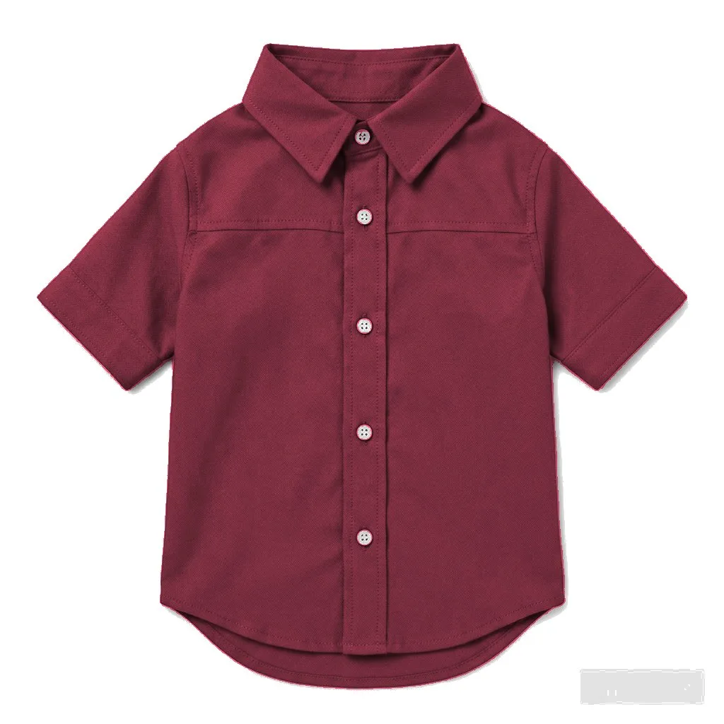 Burgundy Dog Oxford Button-Up Shirt flat lay — wholesale pet apparel, design render
