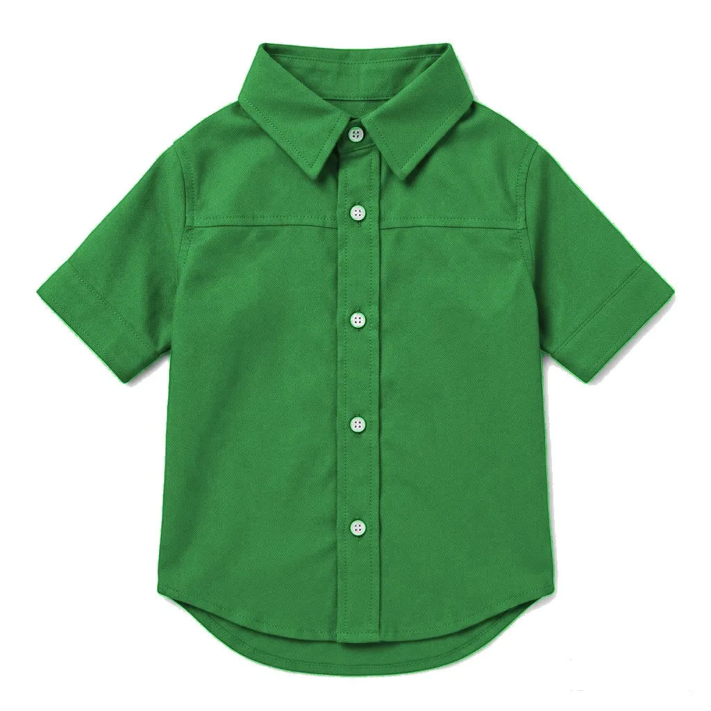 Forest Green Dog Oxford Button-Up Shirt flat lay — wholesale pet apparel, design render