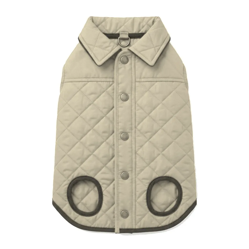 Cream Dog Quilted Barn Coat flat lay — wholesale pet apparel, design render
