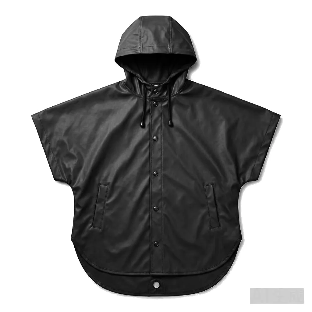 Black Dog Rain Poncho flat lay — wholesale pet apparel, design render