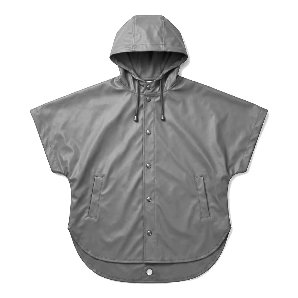 Charcoal Grey Dog Rain Poncho flat lay — wholesale pet apparel, design render
