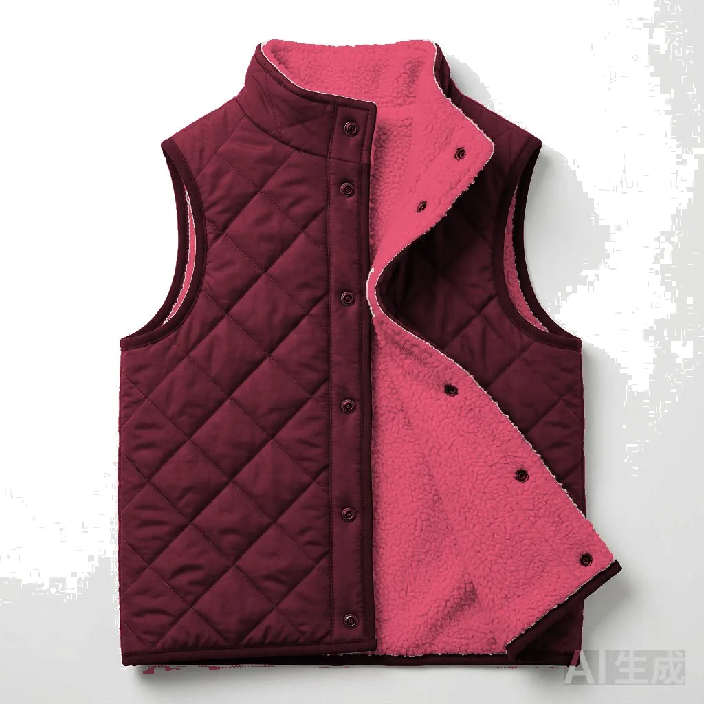 Burgundy Dog Reversible Sherpa Vest flat lay — wholesale pet apparel, design render