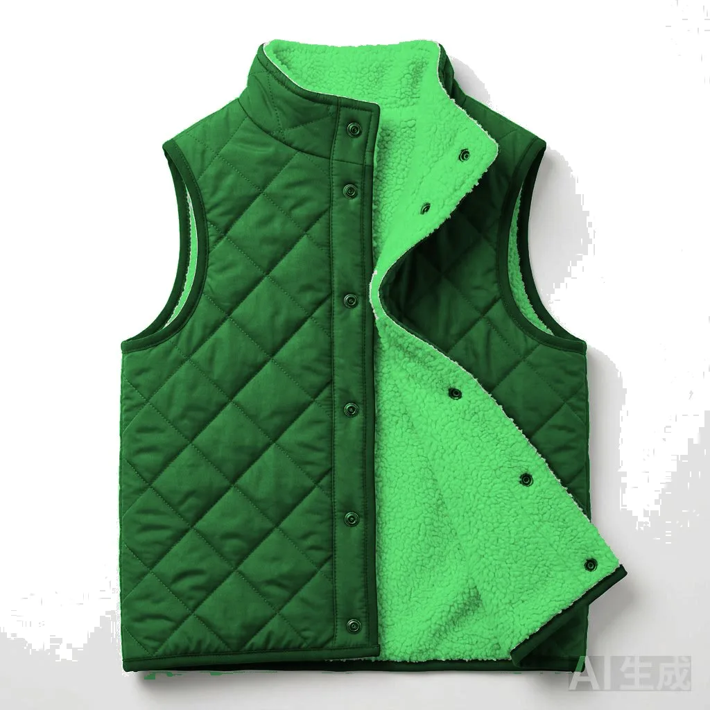 Forest Green Dog Reversible Sherpa Vest flat lay — wholesale pet apparel, design render