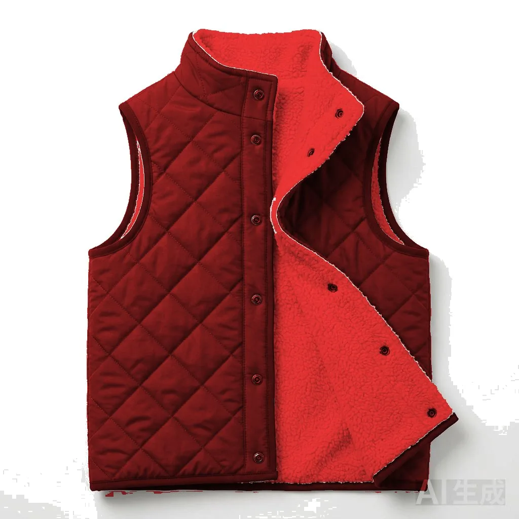 Red Dog Reversible Sherpa Vest flat lay — wholesale pet apparel, design render