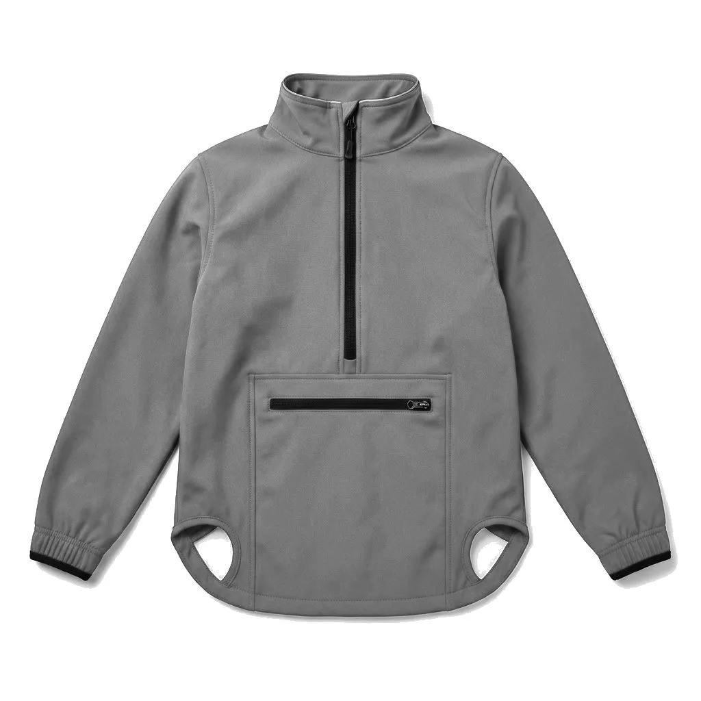 Charcoal Grey Dog Softshell Windbreaker flat lay — wholesale pet apparel, design render