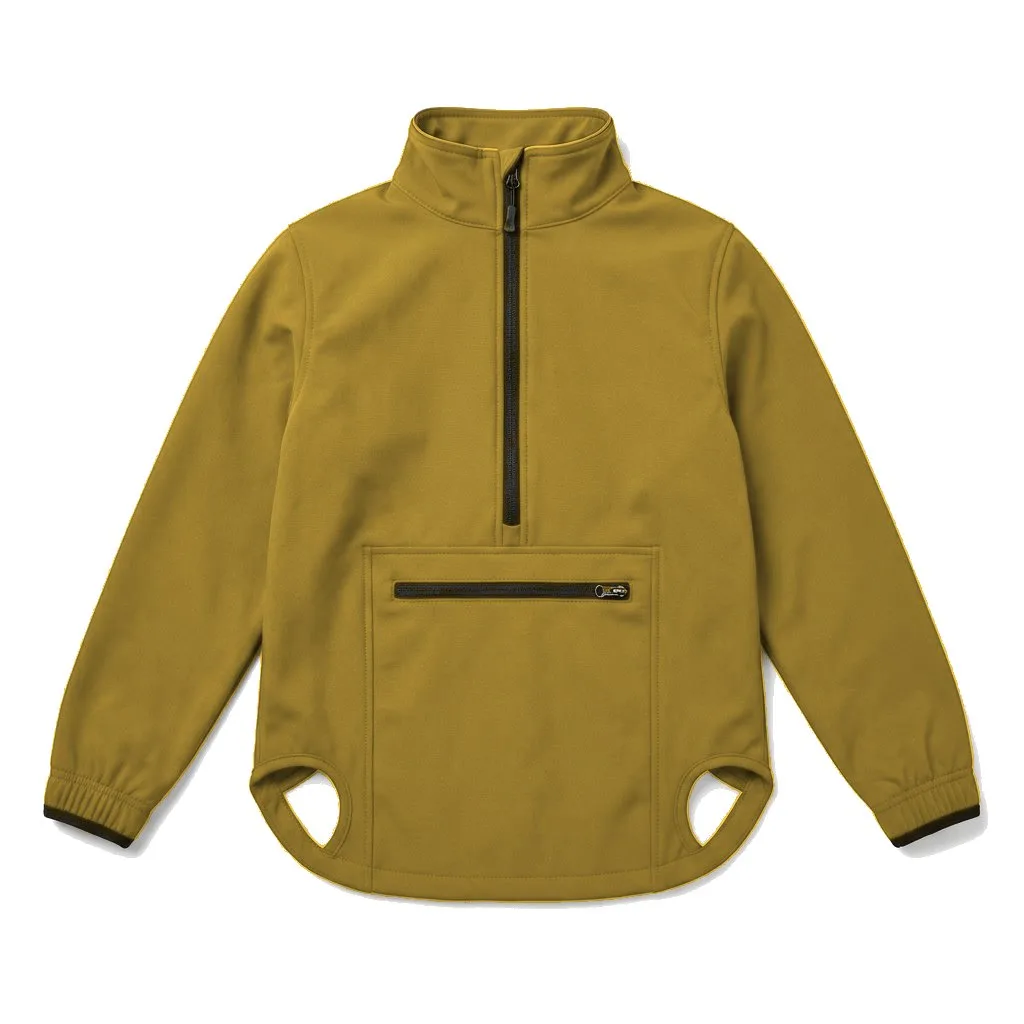 Mustard Dog Softshell Windbreaker flat lay — wholesale pet apparel, design render