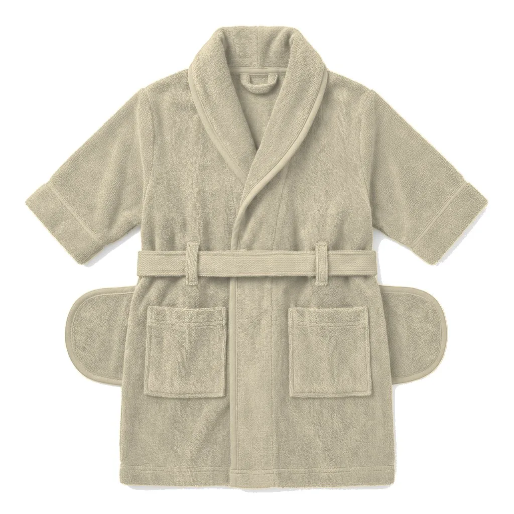 Cream Dog Terry Bath Robe flat lay — wholesale pet apparel, design render