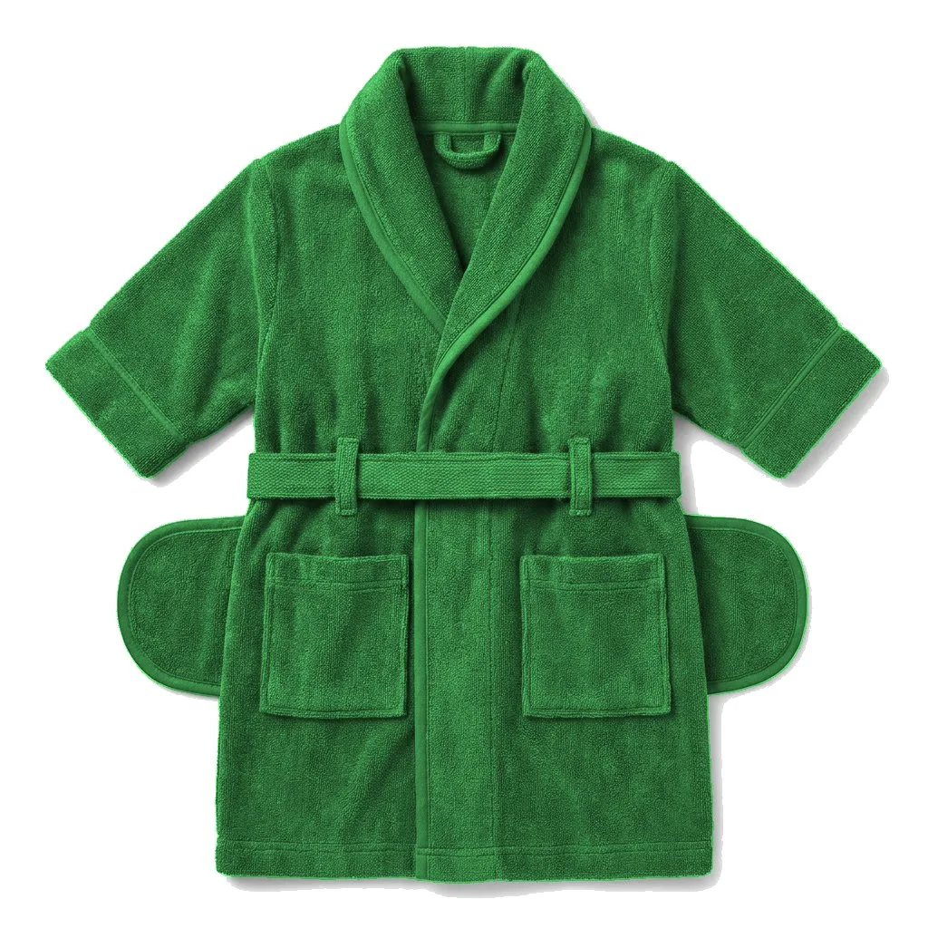 Forest Green Dog Terry Bath Robe flat lay — wholesale pet apparel, design render