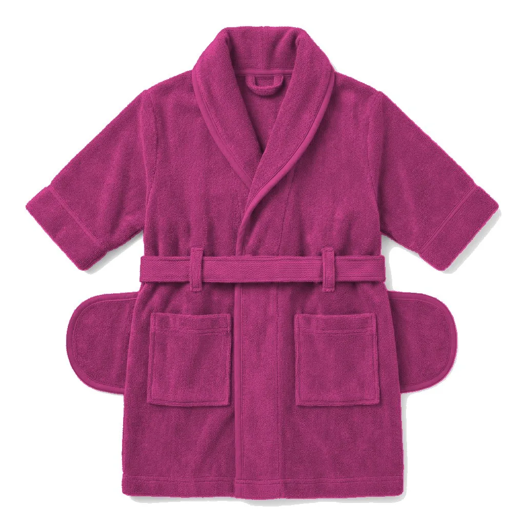 Hot Pink Dog Terry Bath Robe flat lay — wholesale pet apparel, design render