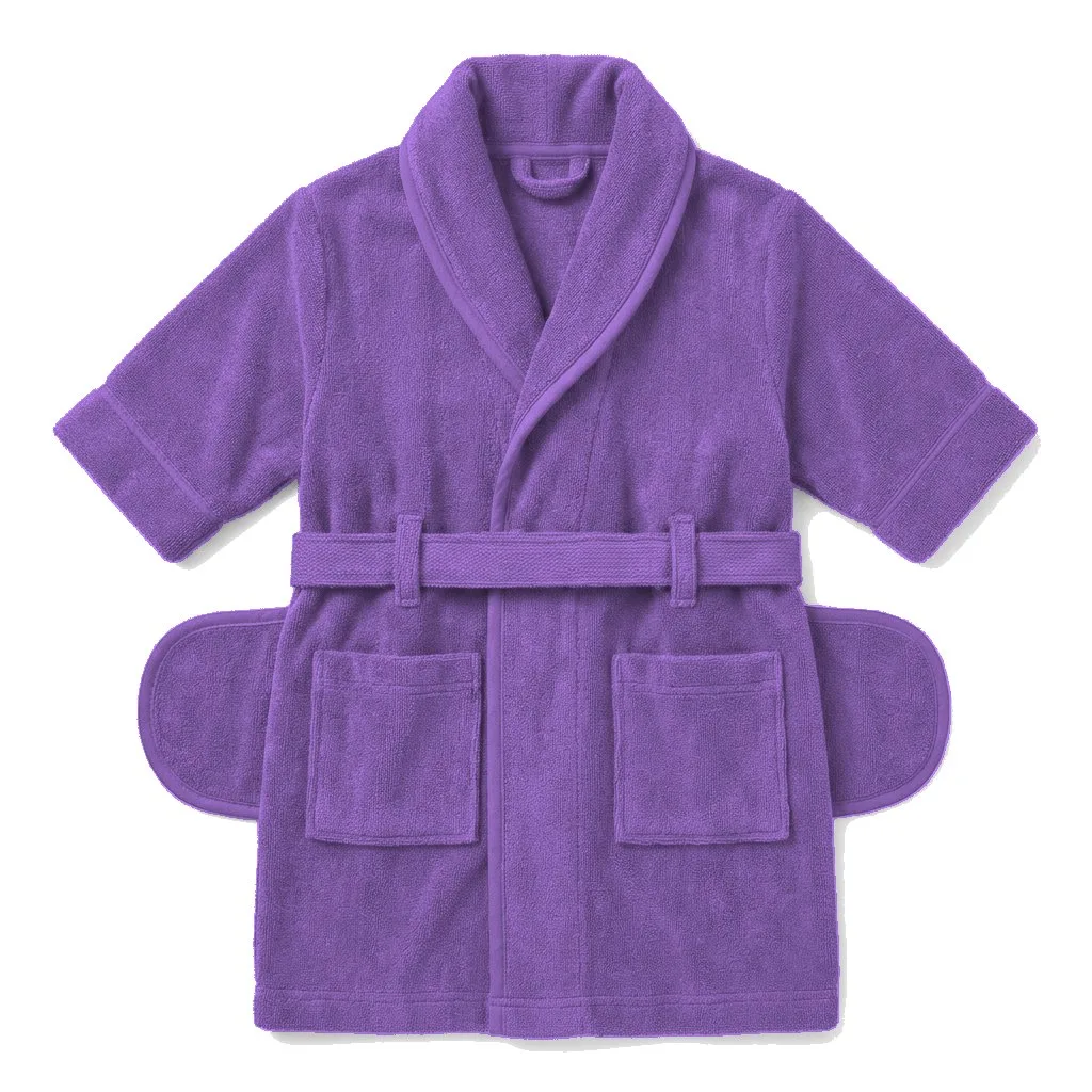 Lavender Dog Terry Bath Robe flat lay — wholesale pet apparel, design render