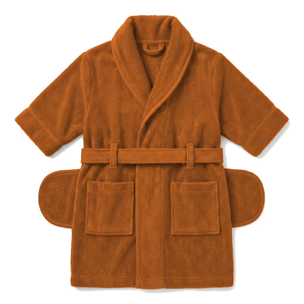 Orange Dog Terry Bath Robe flat lay — wholesale pet apparel, design render