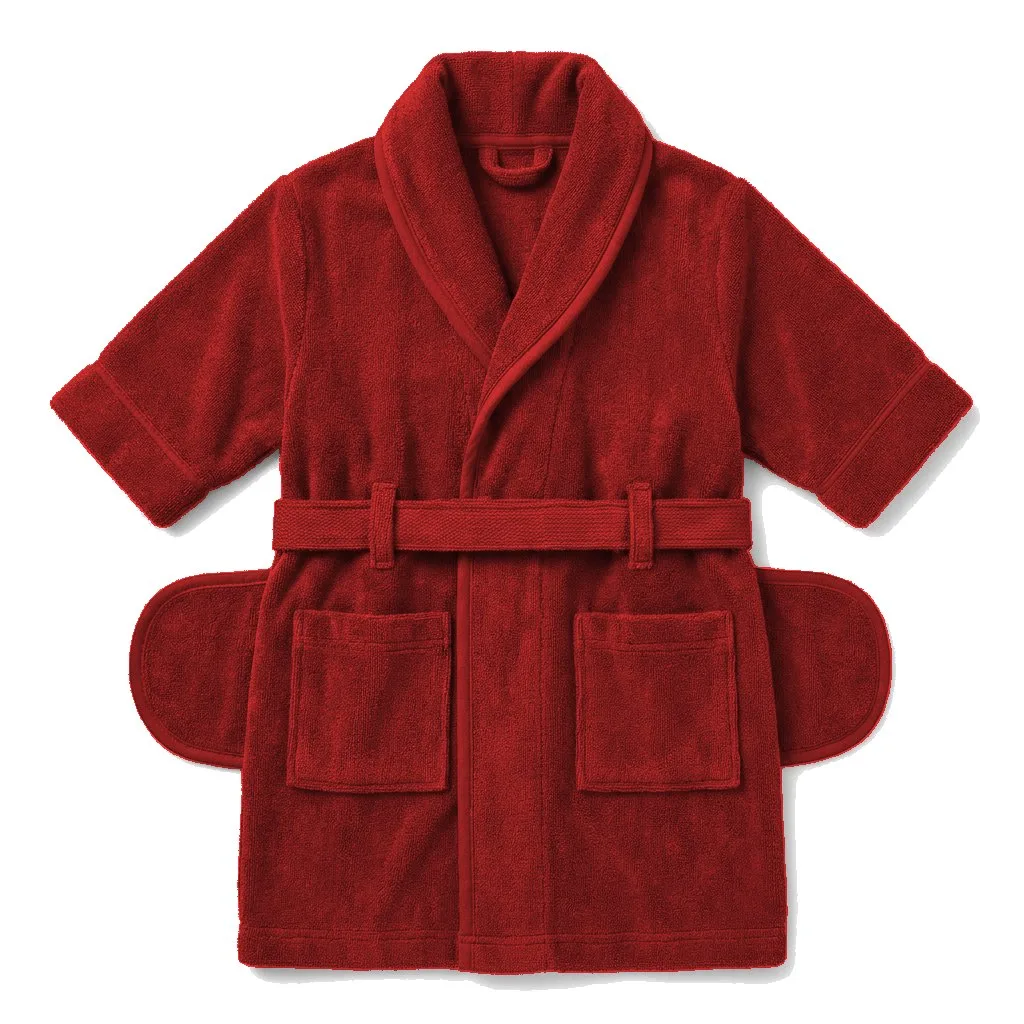 Red Dog Terry Bath Robe flat lay — wholesale pet apparel, design render
