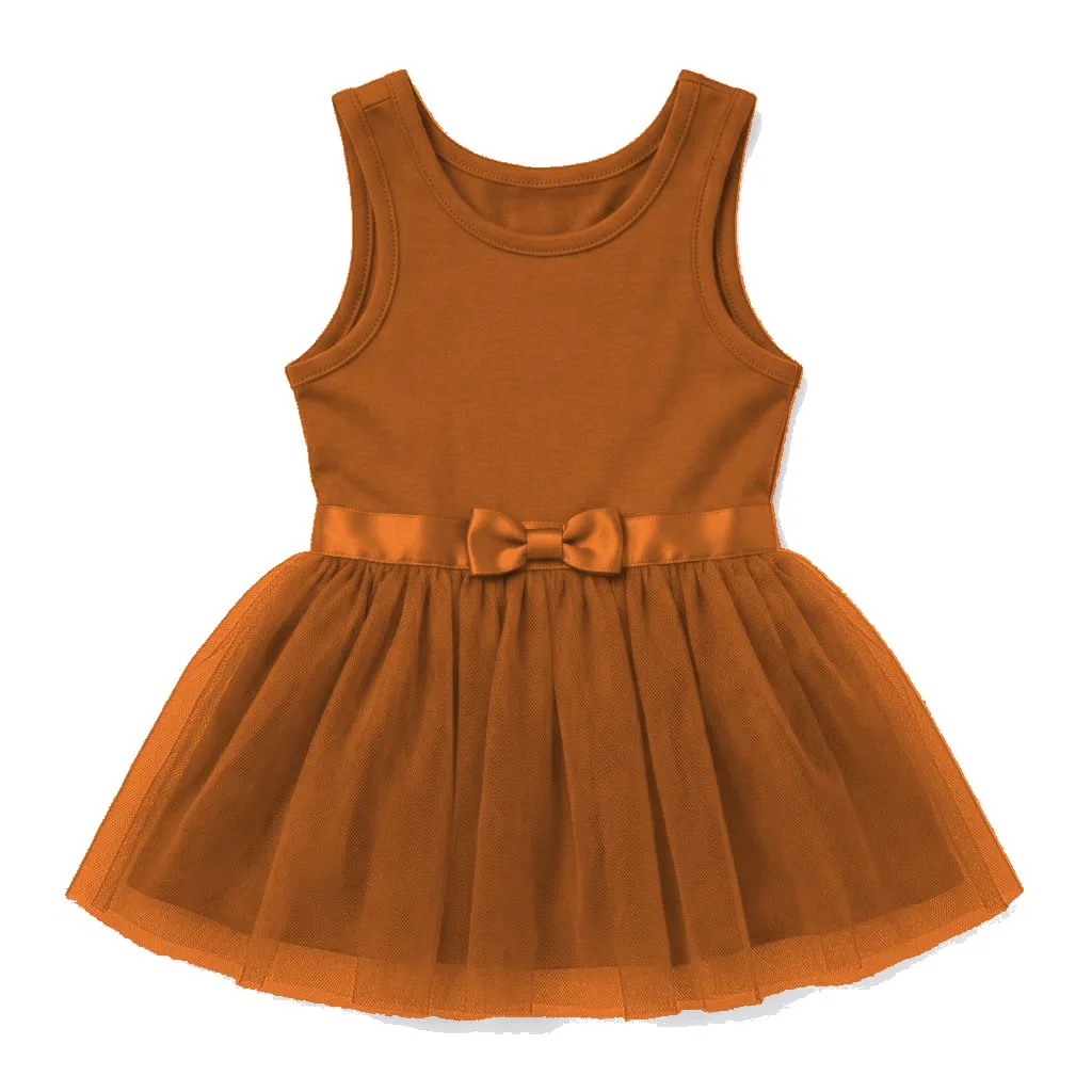 Orange Dog Tulle Party Dress flat lay — wholesale pet apparel, design render