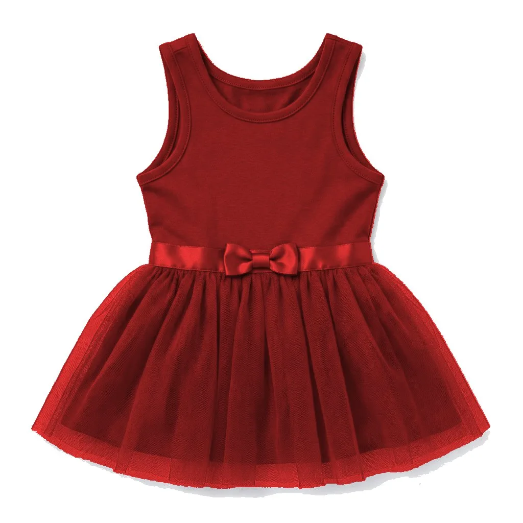 Red Dog Tulle Party Dress flat lay — wholesale pet apparel, design render