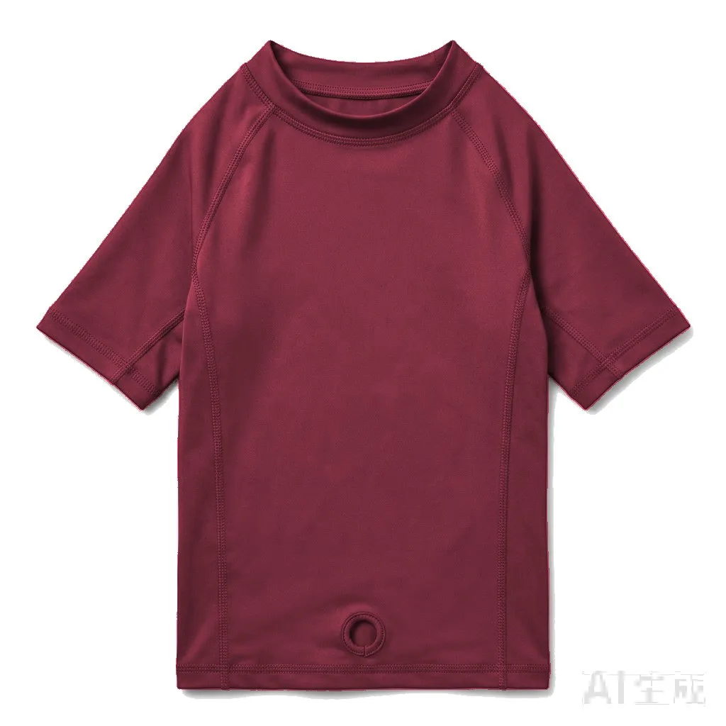 Burgundy Dog UPF Swim Shirt flat lay — wholesale pet apparel, design render
