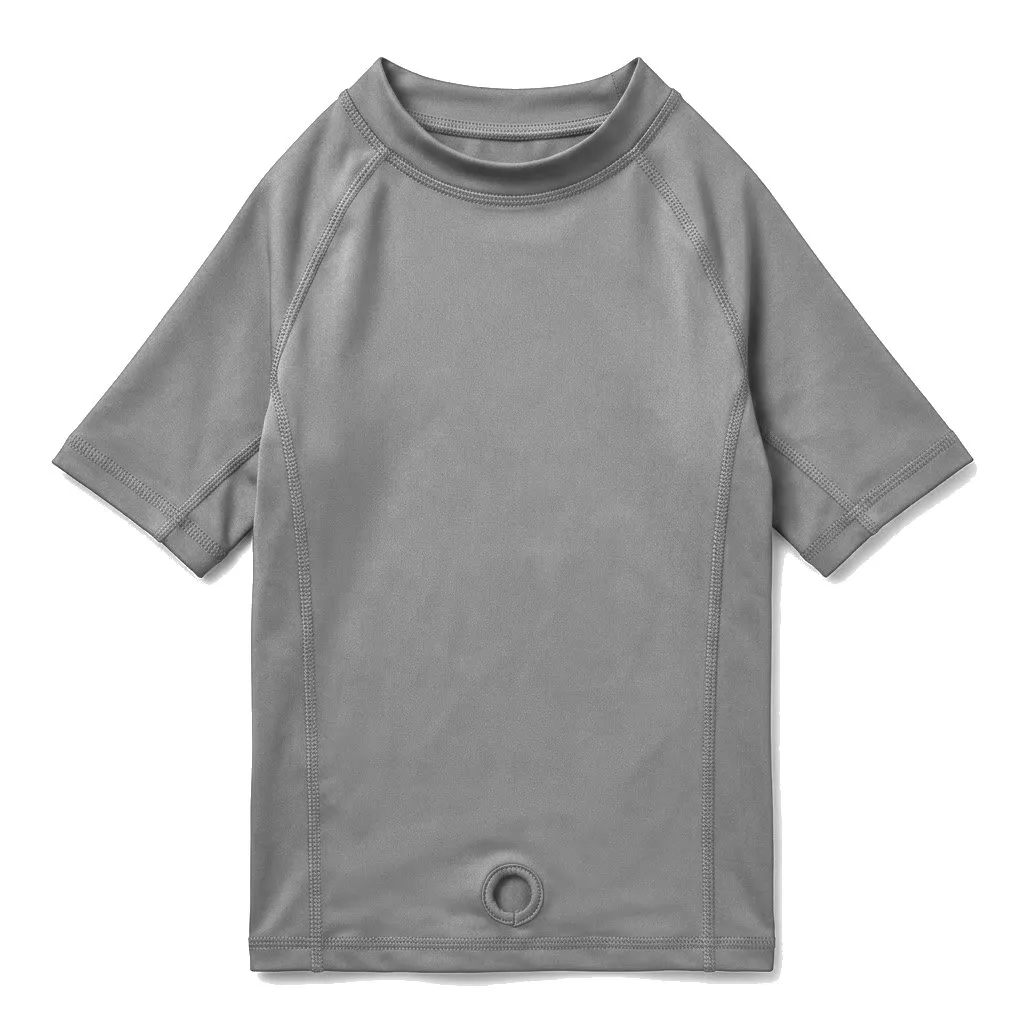 Charcoal Grey Dog UPF Swim Shirt flat lay — wholesale pet apparel, design render
