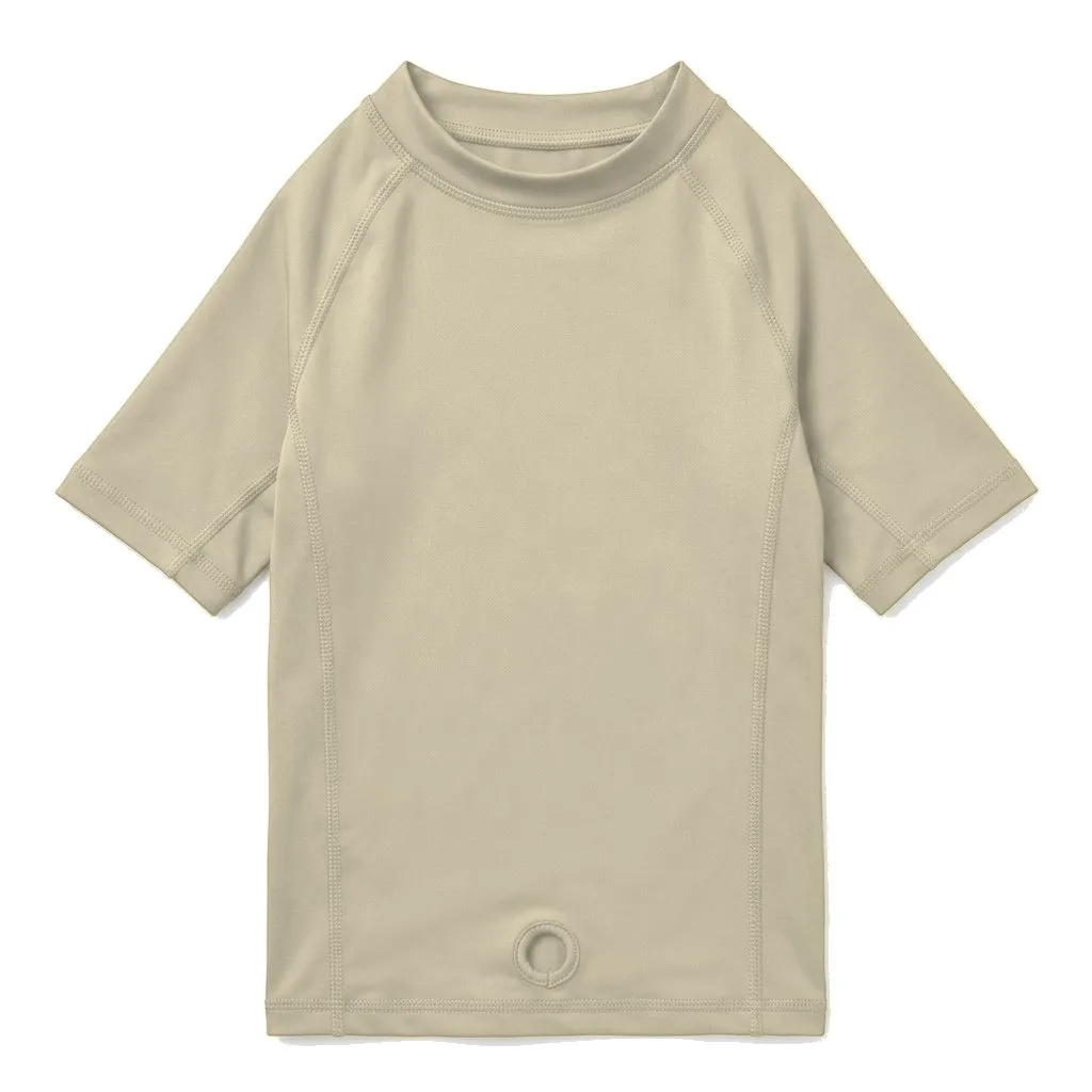Cream Dog UPF Swim Shirt flat lay — wholesale pet apparel, design render