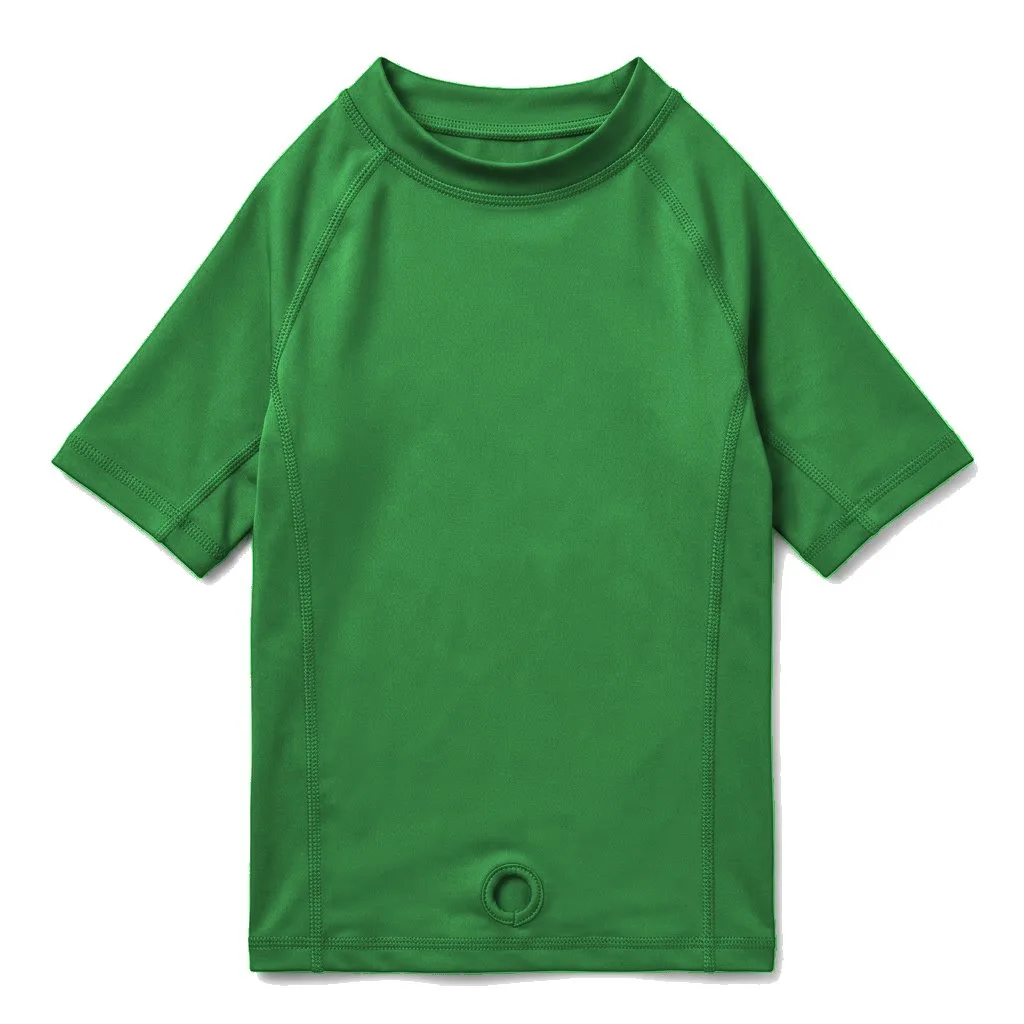 Forest Green Dog UPF Swim Shirt flat lay — wholesale pet apparel, design render