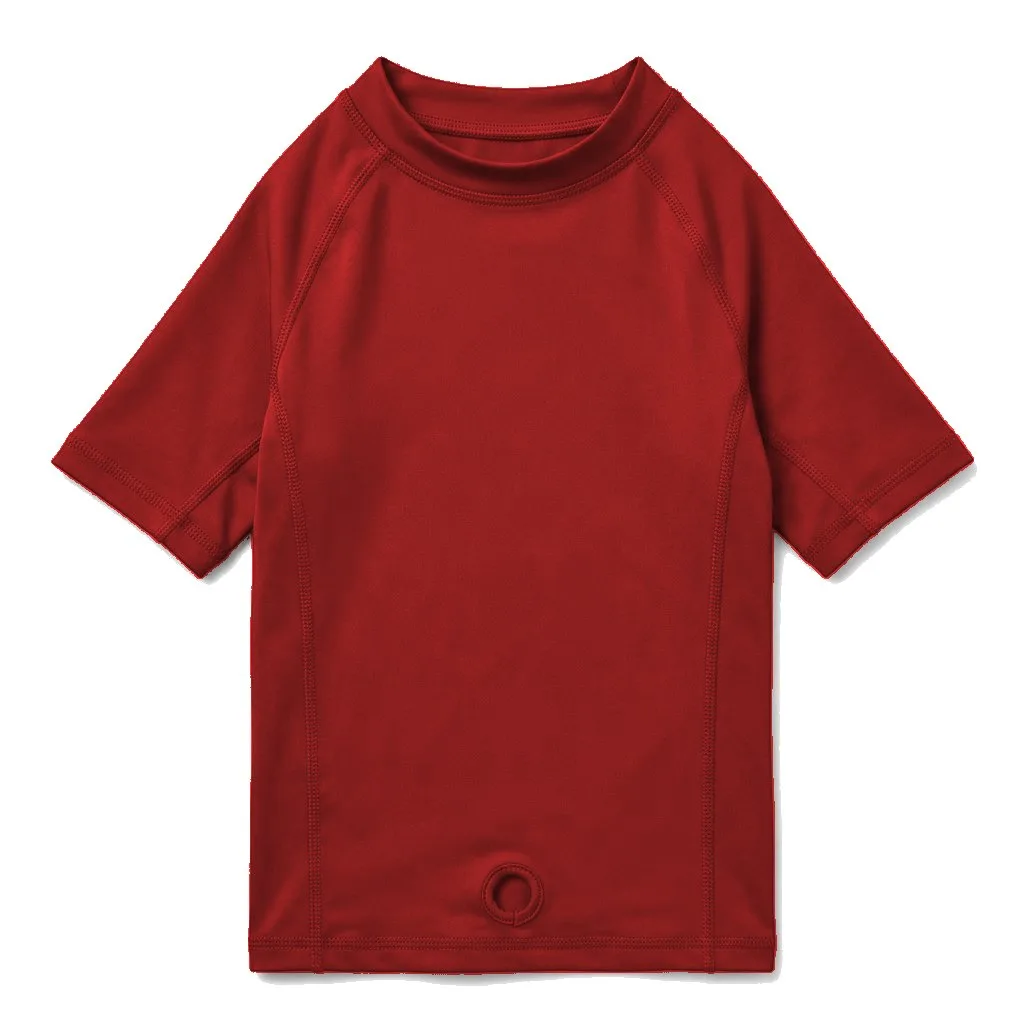Red Dog UPF Swim Shirt flat lay — wholesale pet apparel, design render