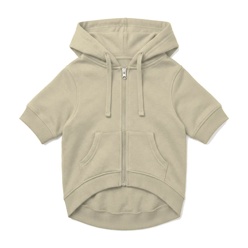 Cream Dog Zip-Up Hoodie flat lay — wholesale pet apparel, design render