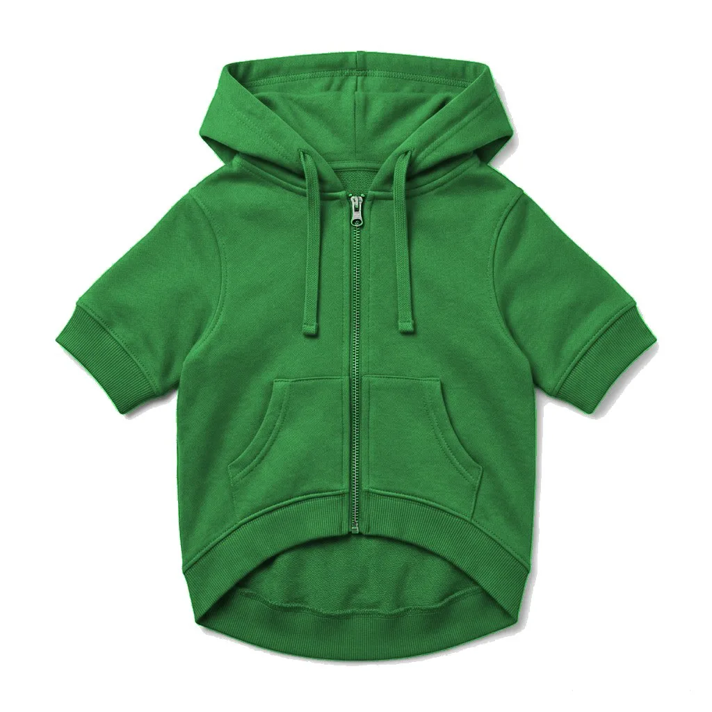 Forest Green Dog Zip-Up Hoodie flat lay — wholesale pet apparel, design render