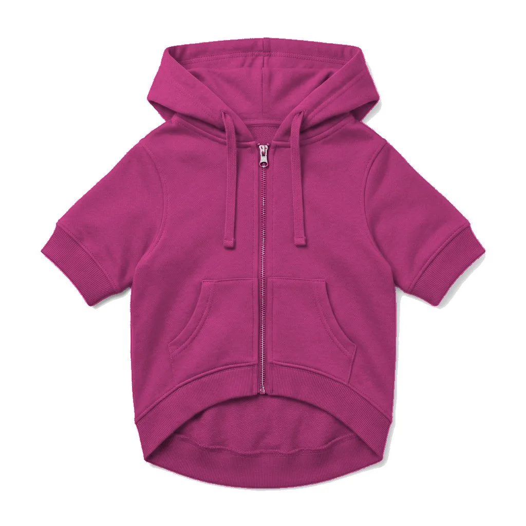 Hot Pink Dog Zip-Up Hoodie flat lay — wholesale pet apparel, design render