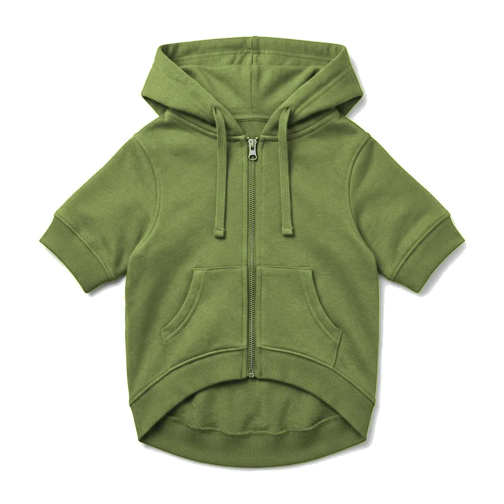 Olive Dog Zip-Up Hoodie flat lay — wholesale pet apparel, design render