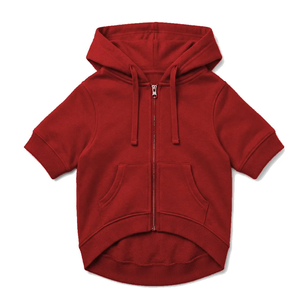 Red Dog Zip-Up Hoodie flat lay — wholesale pet apparel, design render