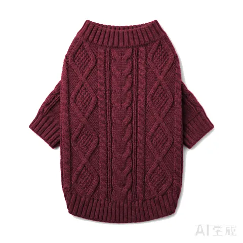Burgundy Dog Cable Knit Sweater thumbnail