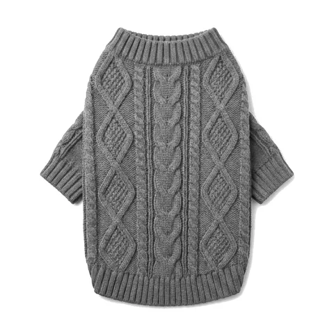 Charcoal Grey Dog Cable Knit Sweater thumbnail