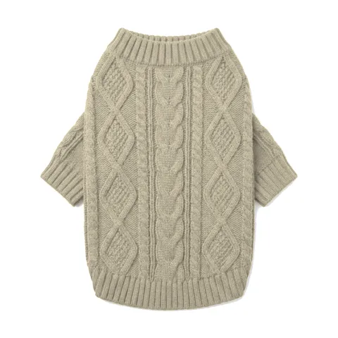 Cream Dog Cable Knit Sweater thumbnail