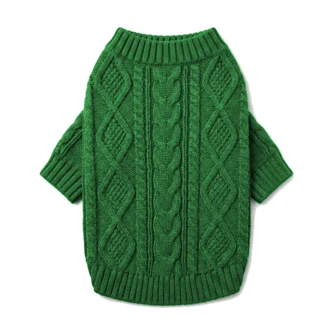 Forest Green Dog Cable Knit Sweater thumbnail
