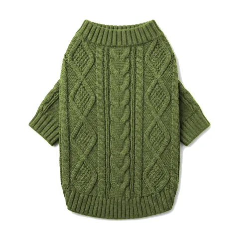 Olive Dog Cable Knit Sweater thumbnail