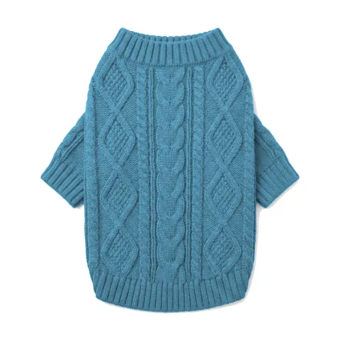 Sky Blue Dog Cable Knit Sweater thumbnail