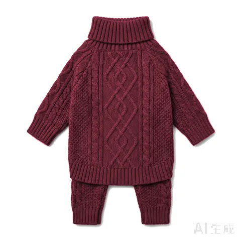 Burgundy Dog Cable Turtleneck Knit