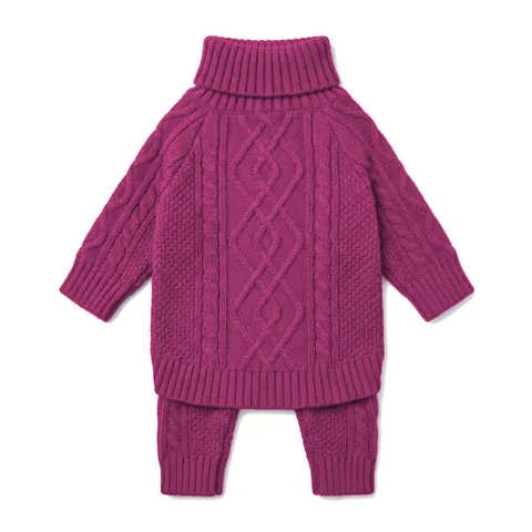 Hot Pink Dog Cable Turtleneck Knit