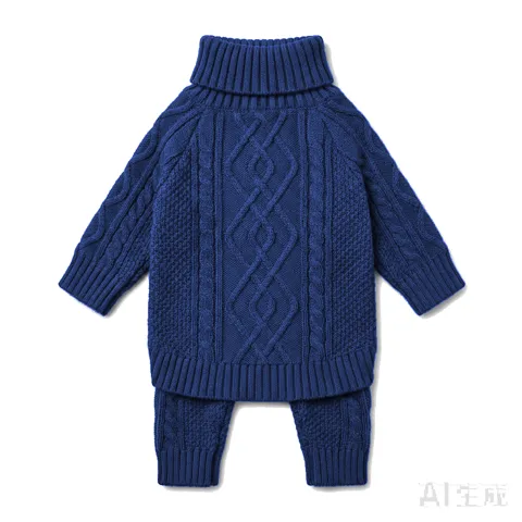 Navy Dog Cable Turtleneck Knit