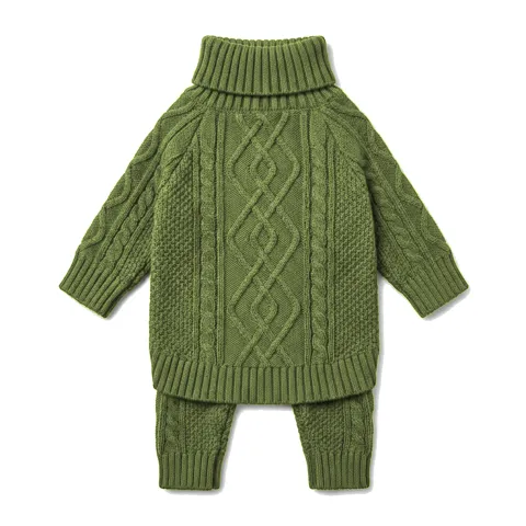 Olive Dog Cable Turtleneck Knit