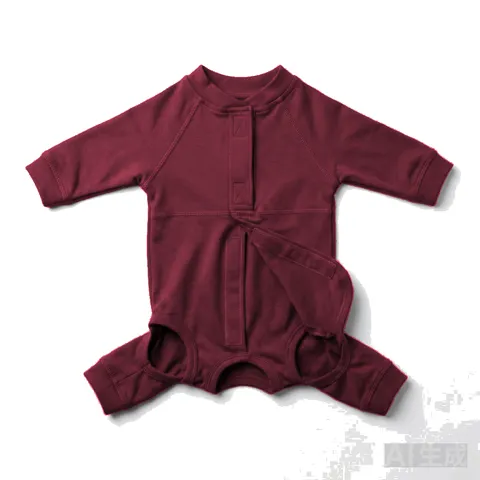 Burgundy Cat Post-Surgery Recovery Suit