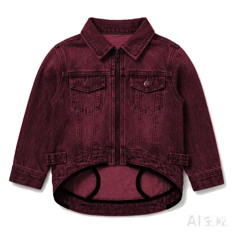 Burgundy Dog Denim Trucker Jacket