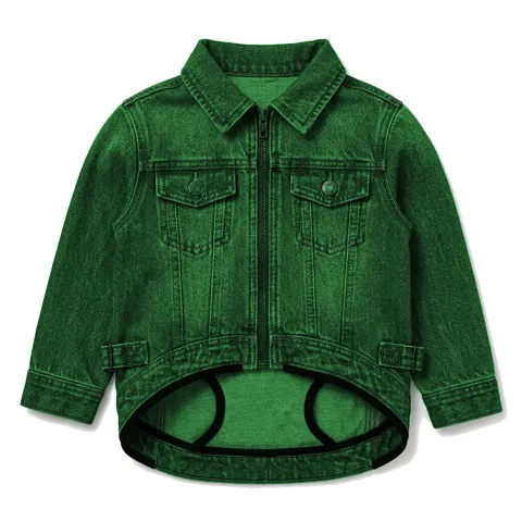 Forest Green Dog Denim Trucker Jacket