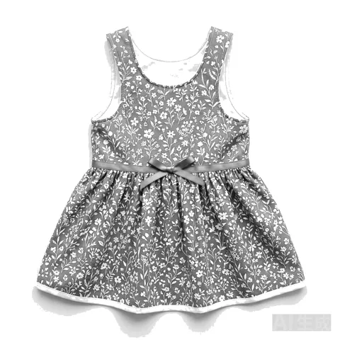 Charcoal Grey Dog Floral Summer Dress