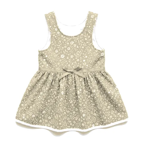 Cream Dog Floral Summer Dress