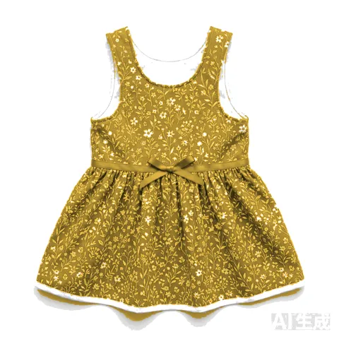 Mustard Dog Floral Summer Dress