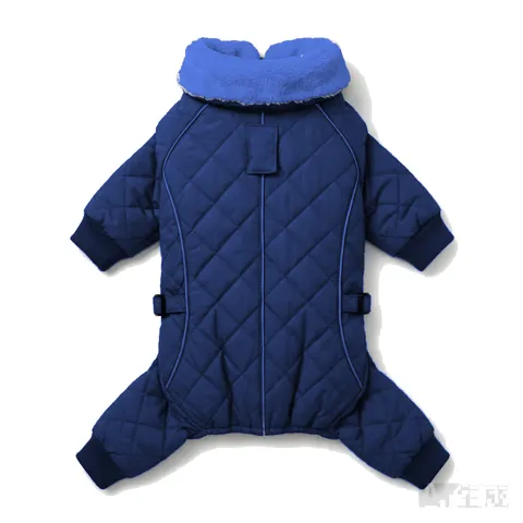 Navy Dog Fur-Collar Quilted Coat