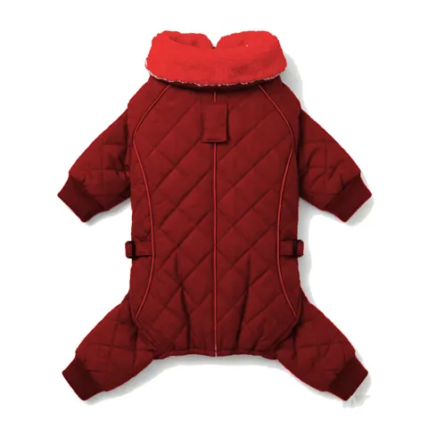 Red Dog Fur-Collar Quilted Coat