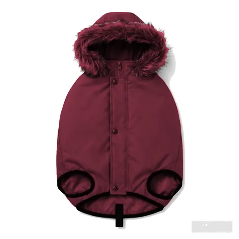 Burgundy Dog Hooded Puffer Parka
