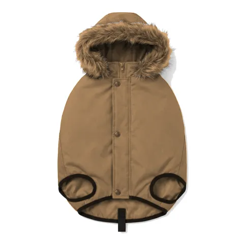 Camel Dog Hooded Puffer Parka